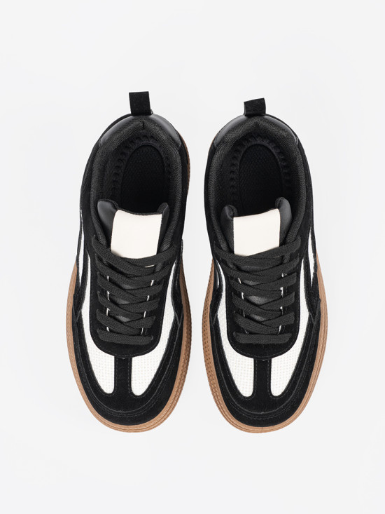 Czarne sneakersy damskie z białymi wstawkami