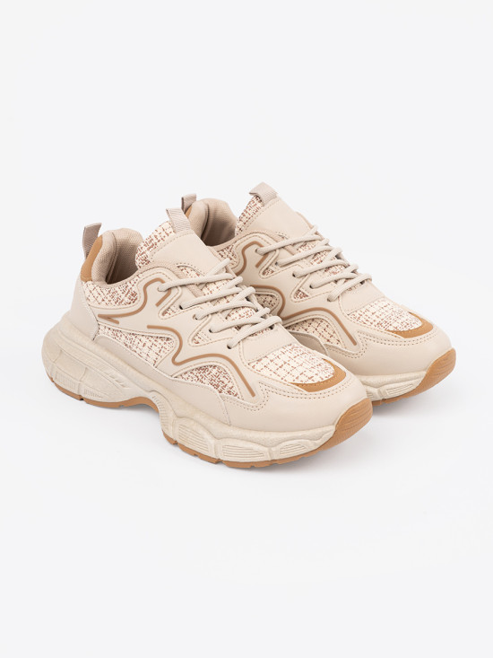 Jasne beżowe damskie sneakersy na platformie