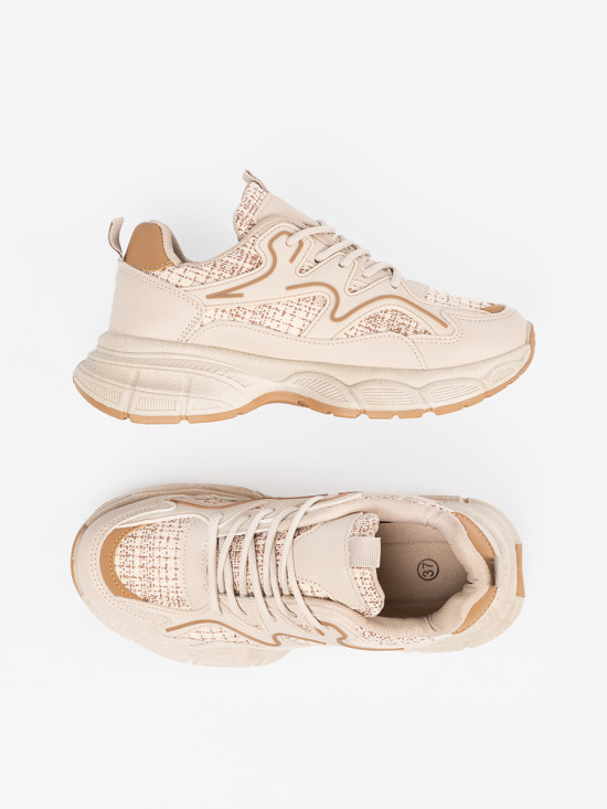 Jasne beżowe damskie sneakersy na platformie