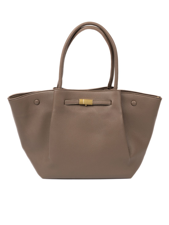 Beżowa torba shopper z zapięciem