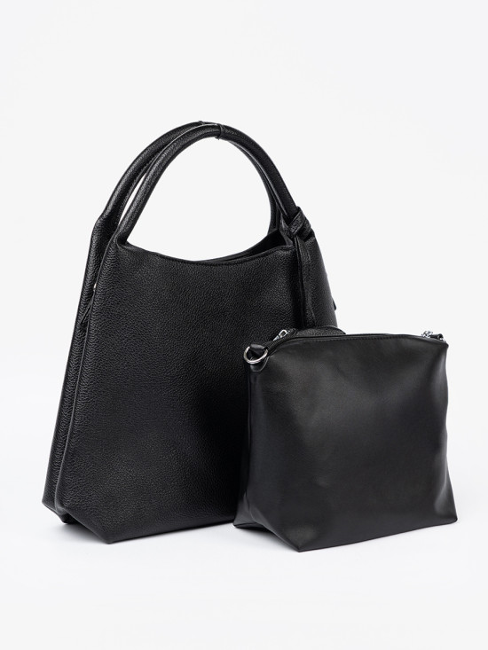 Elegancka czarna torebka z kosmetyczką w środku