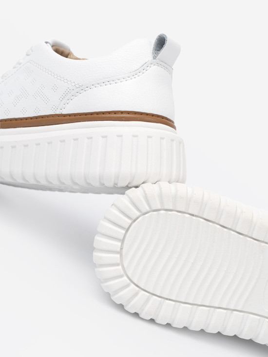 Białe sneakersy skórzane na platformie Sergio Leone