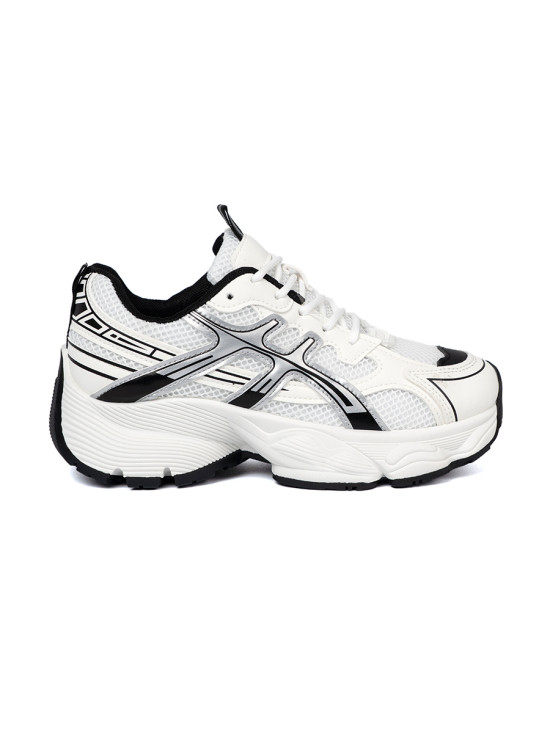 Biało-czarne wygodne sneakersy z siatką
