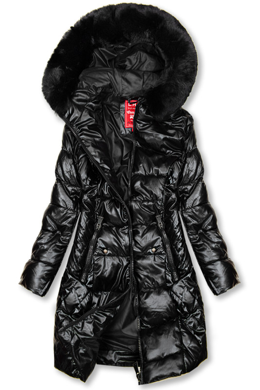 Czarna błyszcząca pikowana kurtka