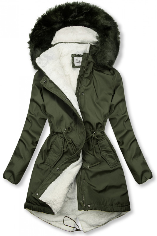 Zimowa parka w kolorze khaki z futerkiem
