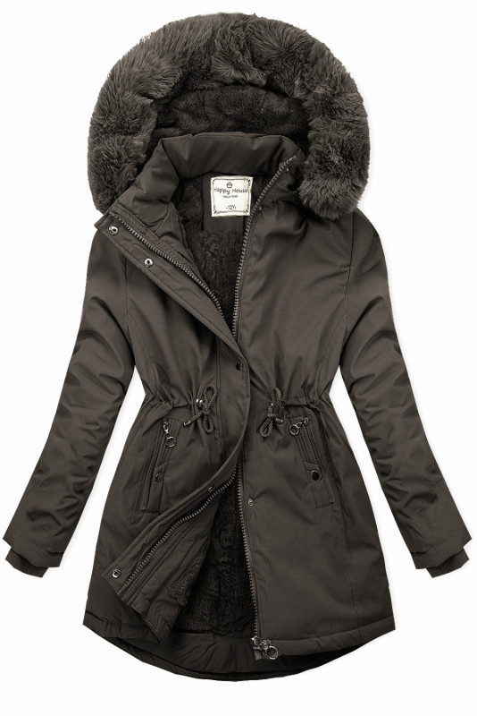 Khaki parka dziecięca z futerkiem