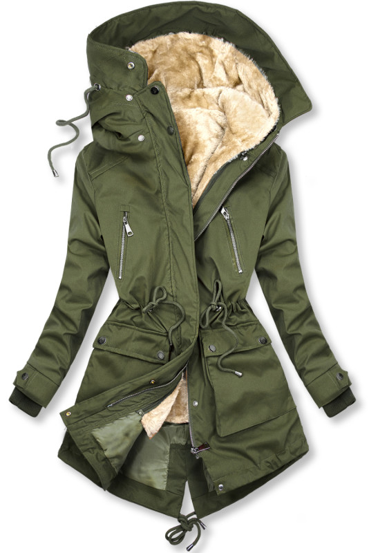 Khaki parka z odpinaną pluszową podszewką