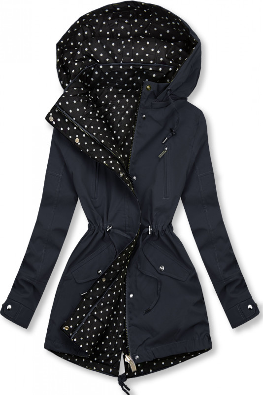 Granatowa parka w kropki