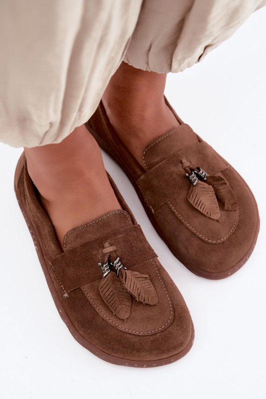 Mokasyny barefoot z naturalnego zamszu, brązowe