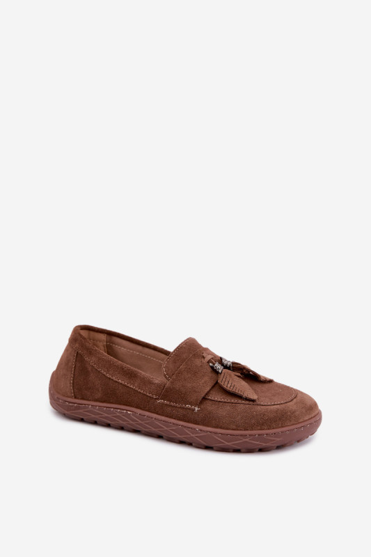 Mokasyny barefoot z naturalnego zamszu, brązowe