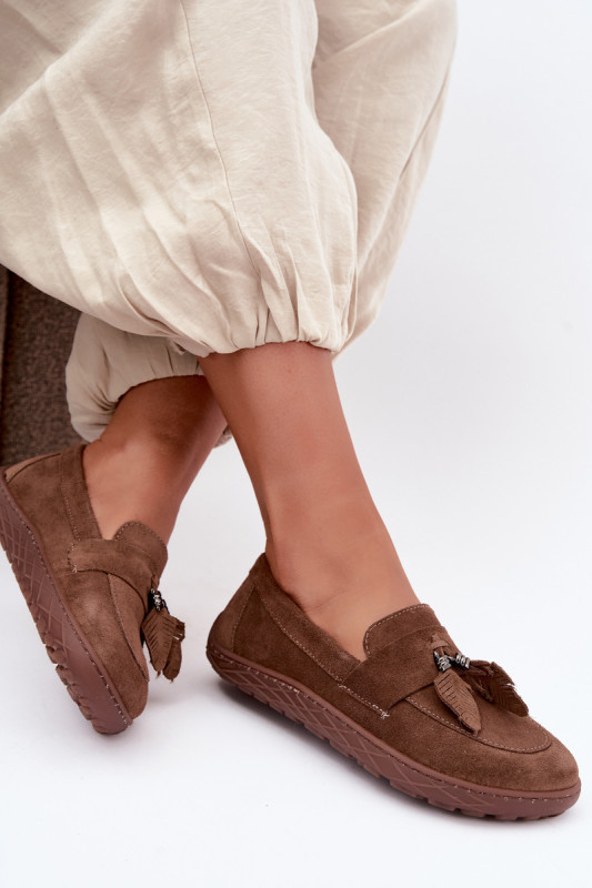 Mokasyny barefoot z naturalnego zamszu, brązowe