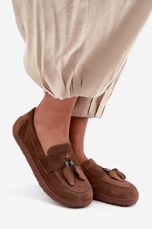 Mokasyny barefoot z naturalnego zamszu, brązowe