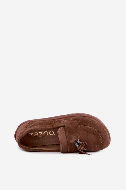 Mokasyny barefoot z naturalnego zamszu, brązowe
