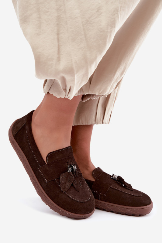 Mokasyny barefoot z naturalnego zamszu, brązowe