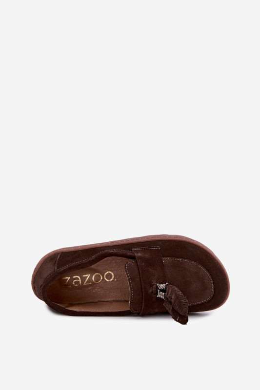 Mokasyny barefoot z naturalnego zamszu, brązowe