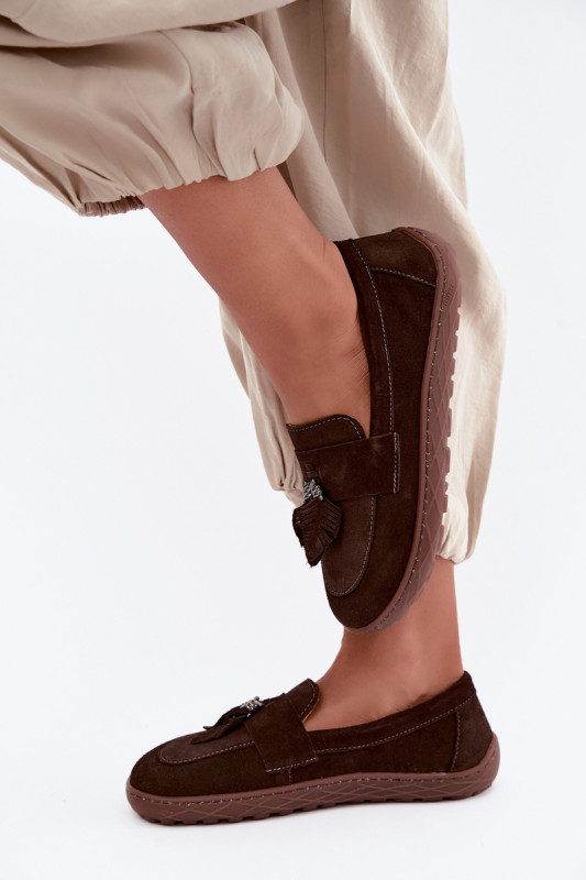 Mokasyny barefoot z naturalnego zamszu, brązowe