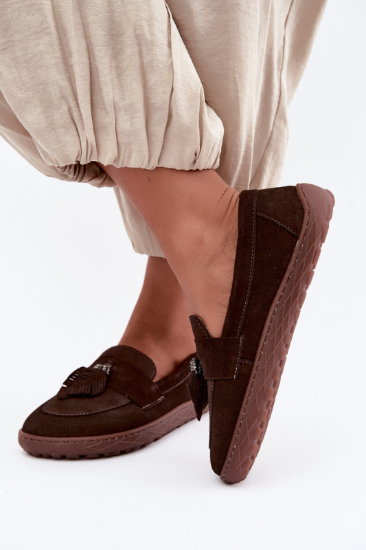 Mokasyny barefoot z naturalnego zamszu, brązowe