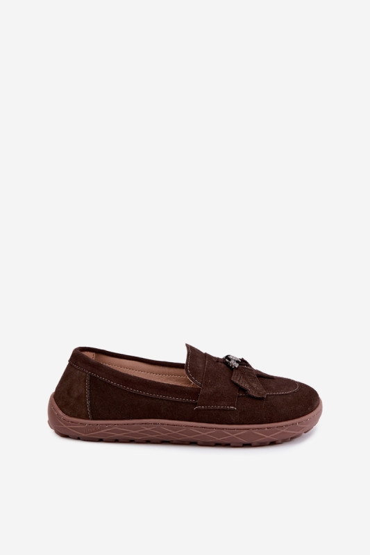 Mokasyny barefoot z naturalnego zamszu, brązowe