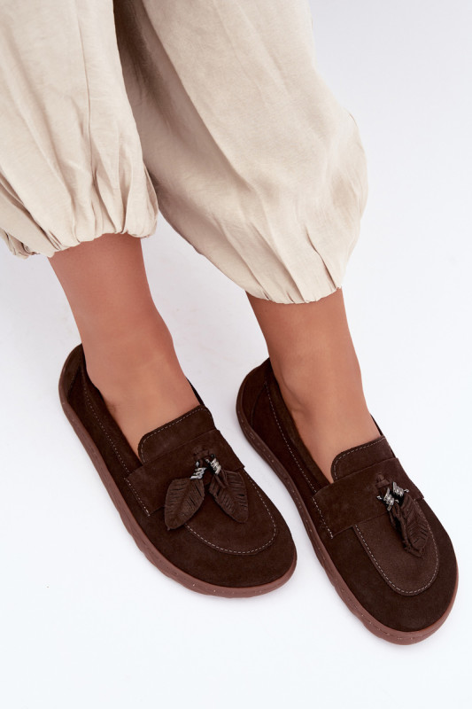 Mokasyny barefoot z naturalnego zamszu, brązowe