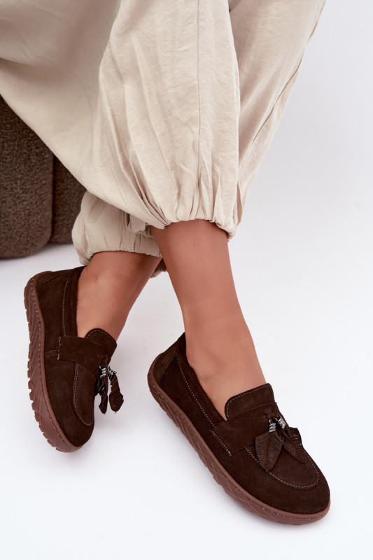Mokasyny barefoot z naturalnego zamszu, brązowe