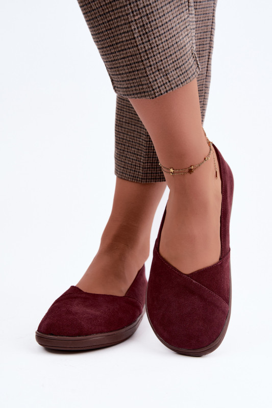 Baleriny barefoot z naturalnego zamszu bordowe