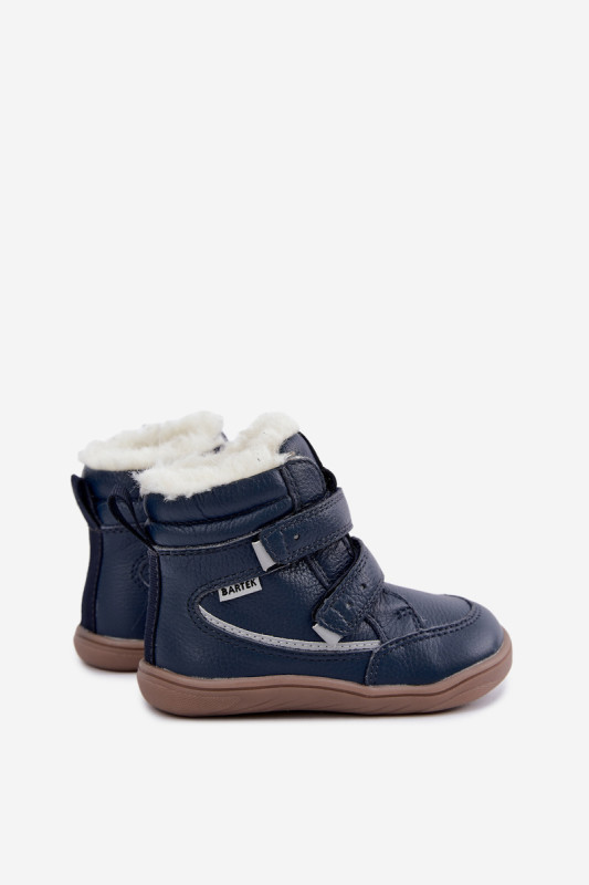 Skórzane śniegowce barefoot niebieskie