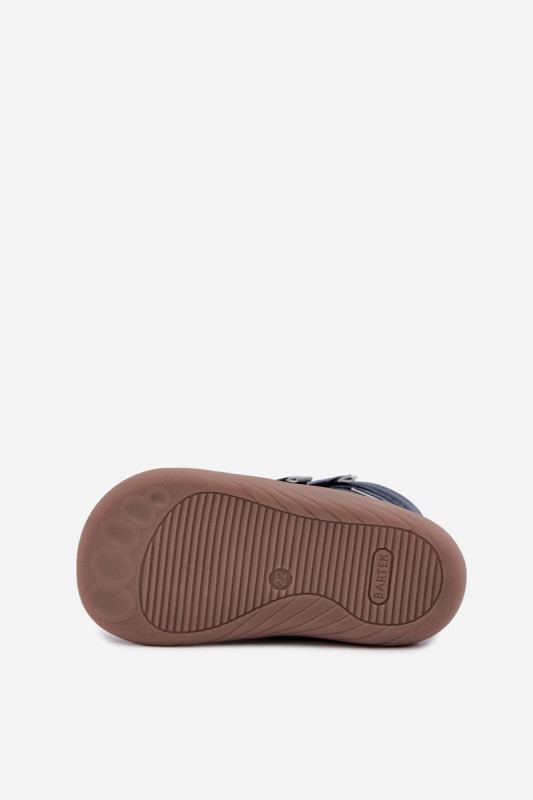 Skórzane śniegowce barefoot niebieskie