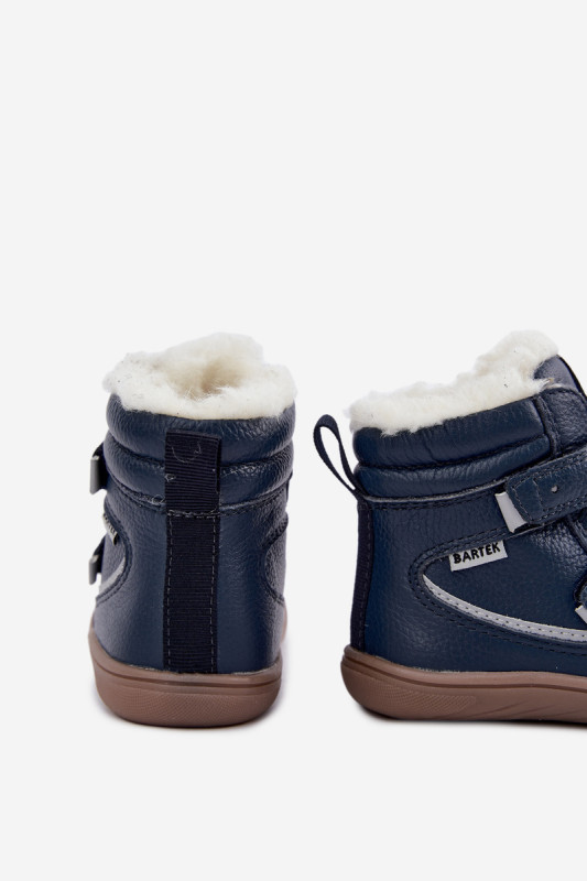 Skórzane śniegowce barefoot niebieskie