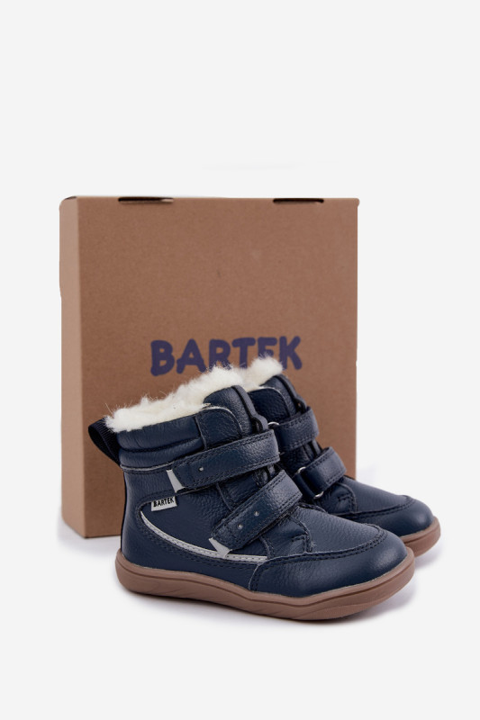 Skórzane śniegowce barefoot niebieskie