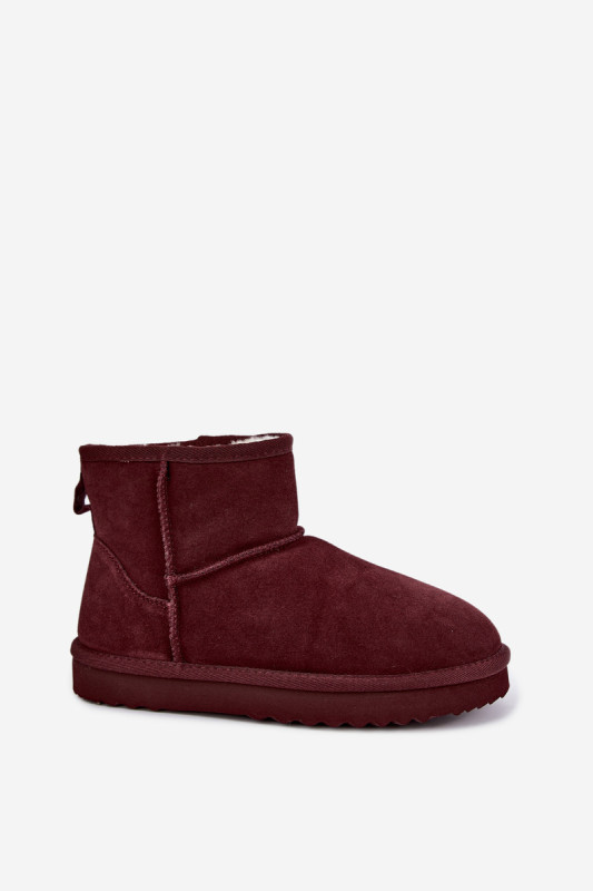 Zamszowe śniegowce z futerkiem, bordowe