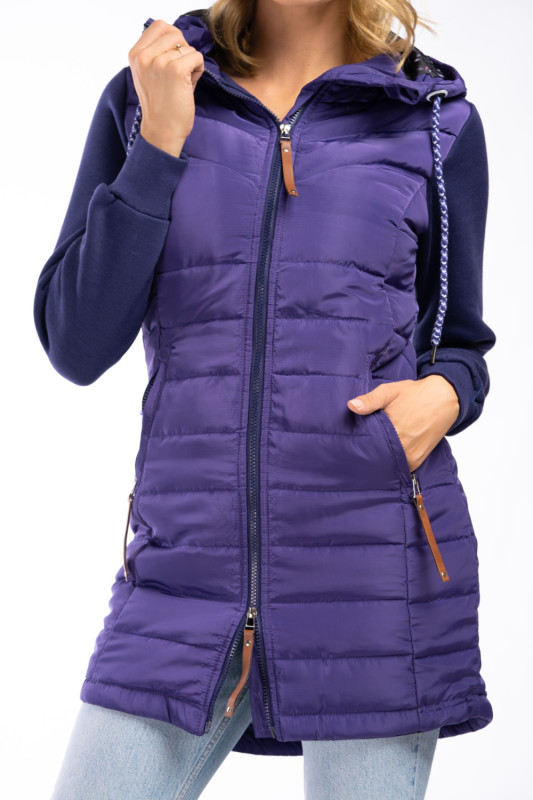 Bluza/kurtka z wzorzystą podszewką granatowa