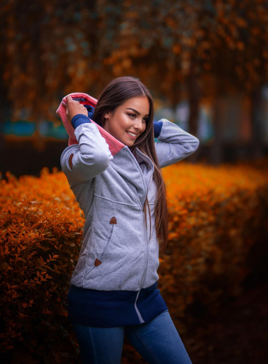 Długa bluza z kapturem czarna/grafitowa