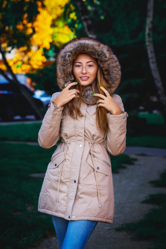 Khaki ocieplana parka