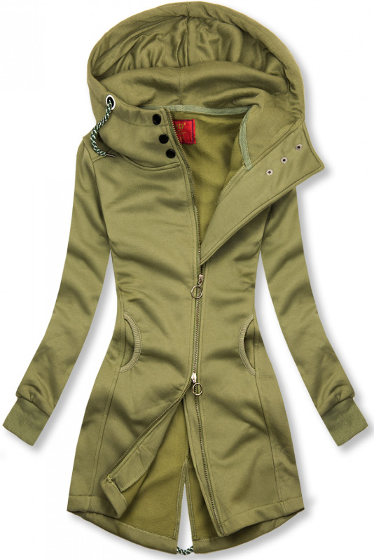 Khaki długa bluza  z zapięciem na zamek