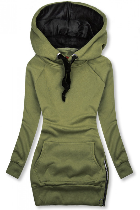 Khaki bluza z aksamitnym kapturem