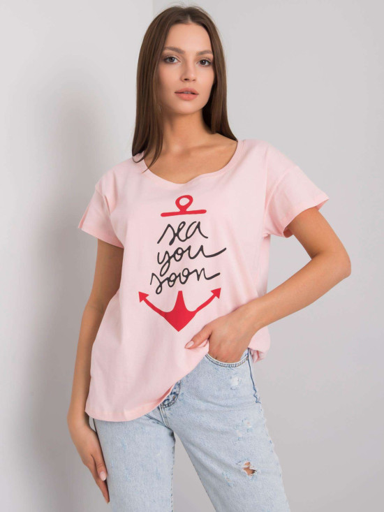 Jasnoróżowe t-shirt z napisem
