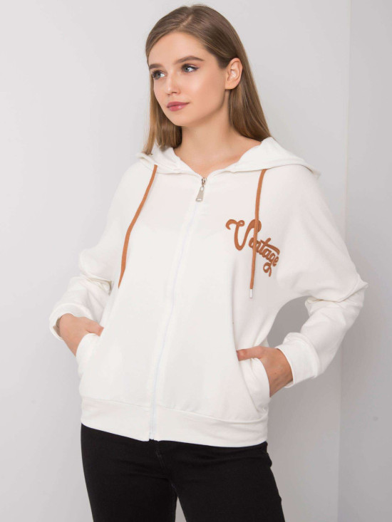 Ecru rozpinana bluza z kapturem