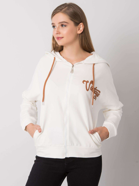 Ecru rozpinana bluza z kapturem