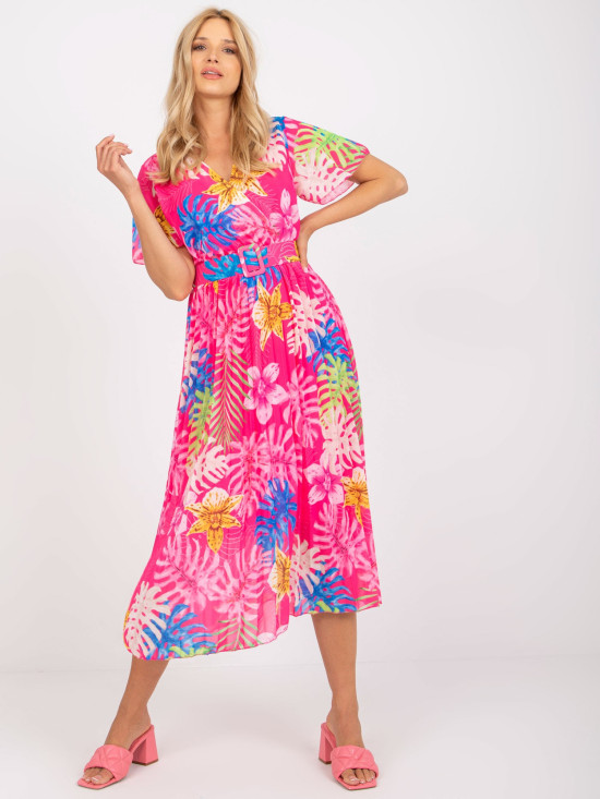 Elegancka midi sukienka w ciemnoróżowym