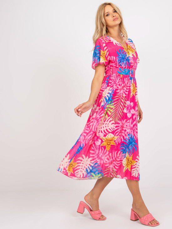 Elegancka midi sukienka w ciemnoróżowym