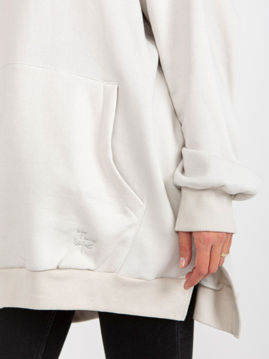 Jasnoszara długa oversize bluza z kapturem MAYFLIES