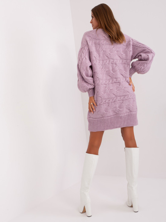 Jasnofioletowa oversize sukienka dzianinowa