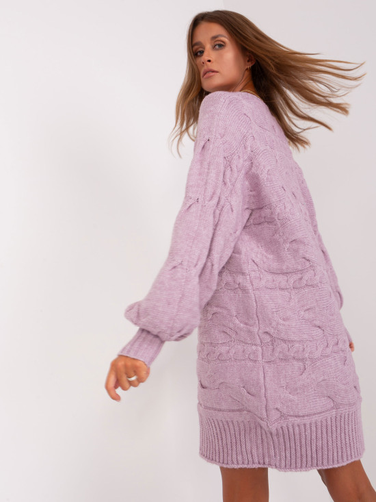 Jasnofioletowa oversize sukienka dzianinowa