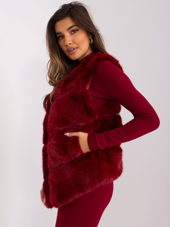 Bordowa asymetryczna kamizelka damska