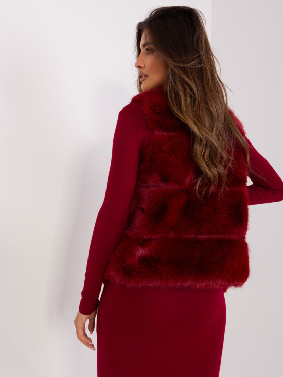 Bordowa asymetryczna kamizelka damska