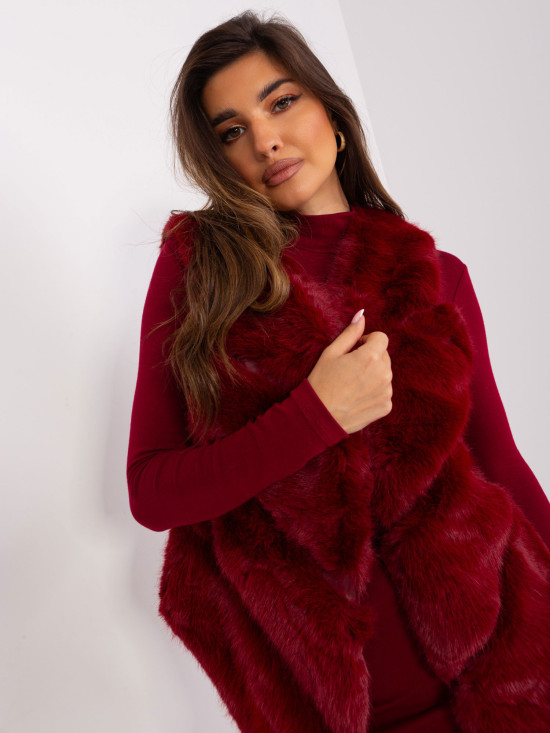 Bordowa asymetryczna kamizelka damska