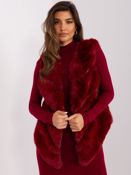 Bordowa asymetryczna kamizelka damska