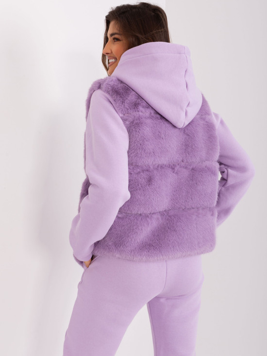 Jasnofioletowa kamizelka damska ze sztucznego futra