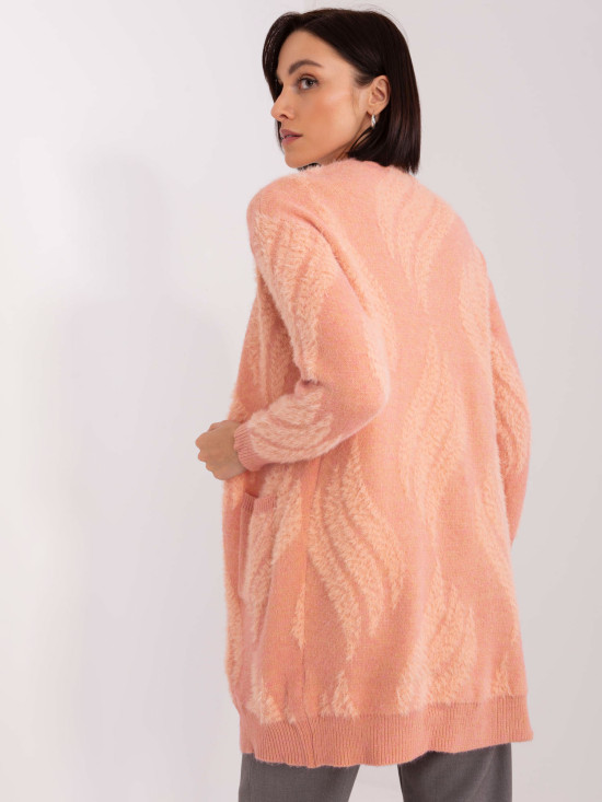 Brudnoróżowy kardigan z kieszeniami