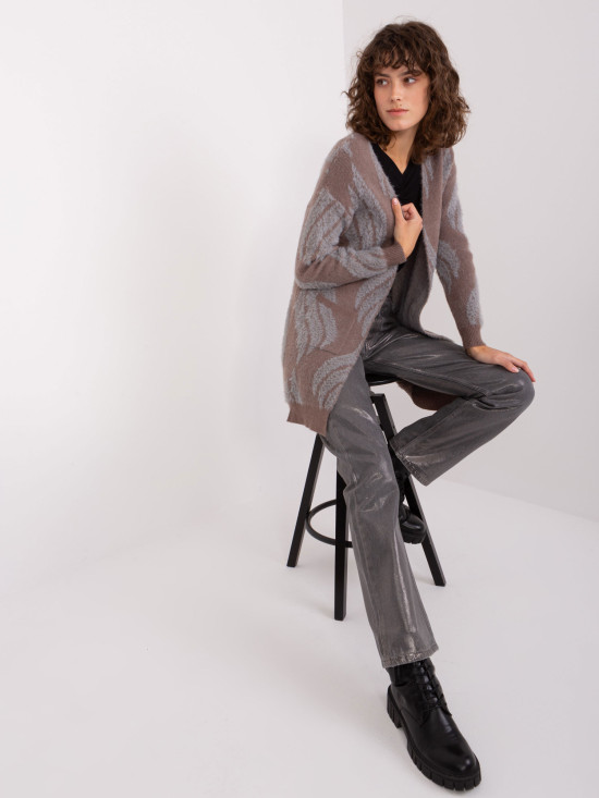 Ciemnobrązowy kardigan dzianinowy